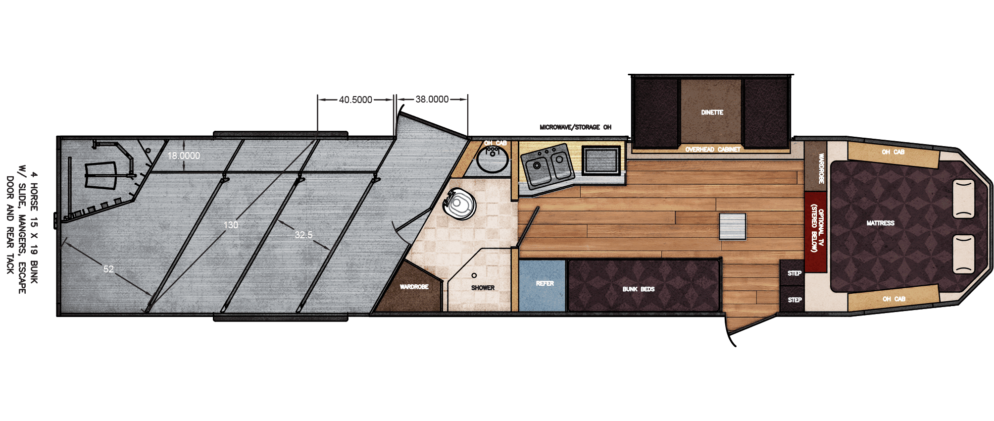 19 Bunk Living Quarters Floor Plan, Trailer Bunk Bed